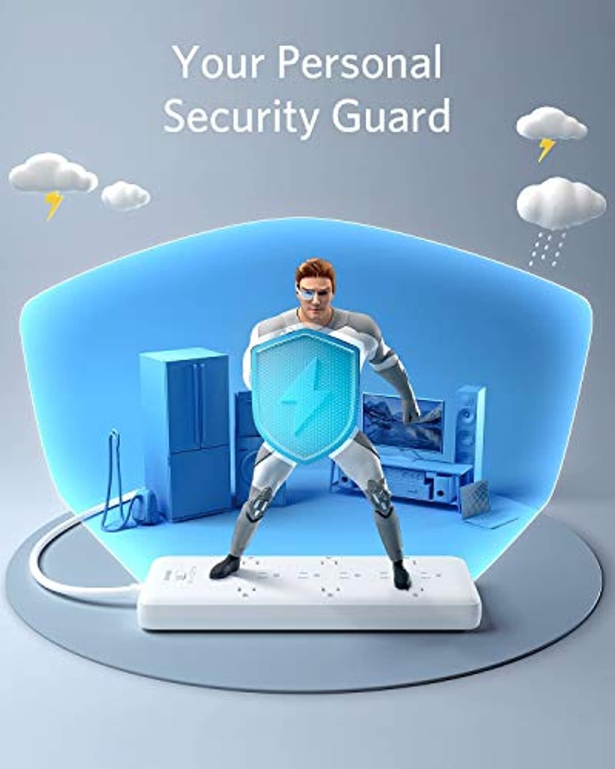 Poweradd Power Strip with USB C Power Delivery 18W, Travel Power Strip Mini with 3 Outlets, 18W USB C & QC 3.0 USB A Port, 5ft Cord, Flat Plug for Cruise Ship, Hotel, Dorm Room and Home,White