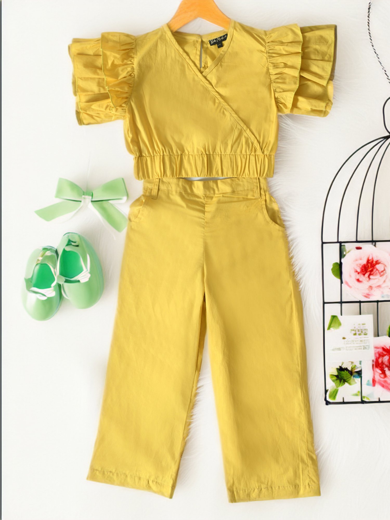 Mothercare Kids White & Yellow Cotton Printed Top Set