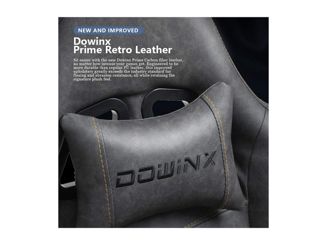 Dowinx Gaming Chair Office Chair PC Chair with Massage Lumbar Support, Racing Style PU Leather High Back Adjustable Swivel Task Chair with Footrest (Black&Red)