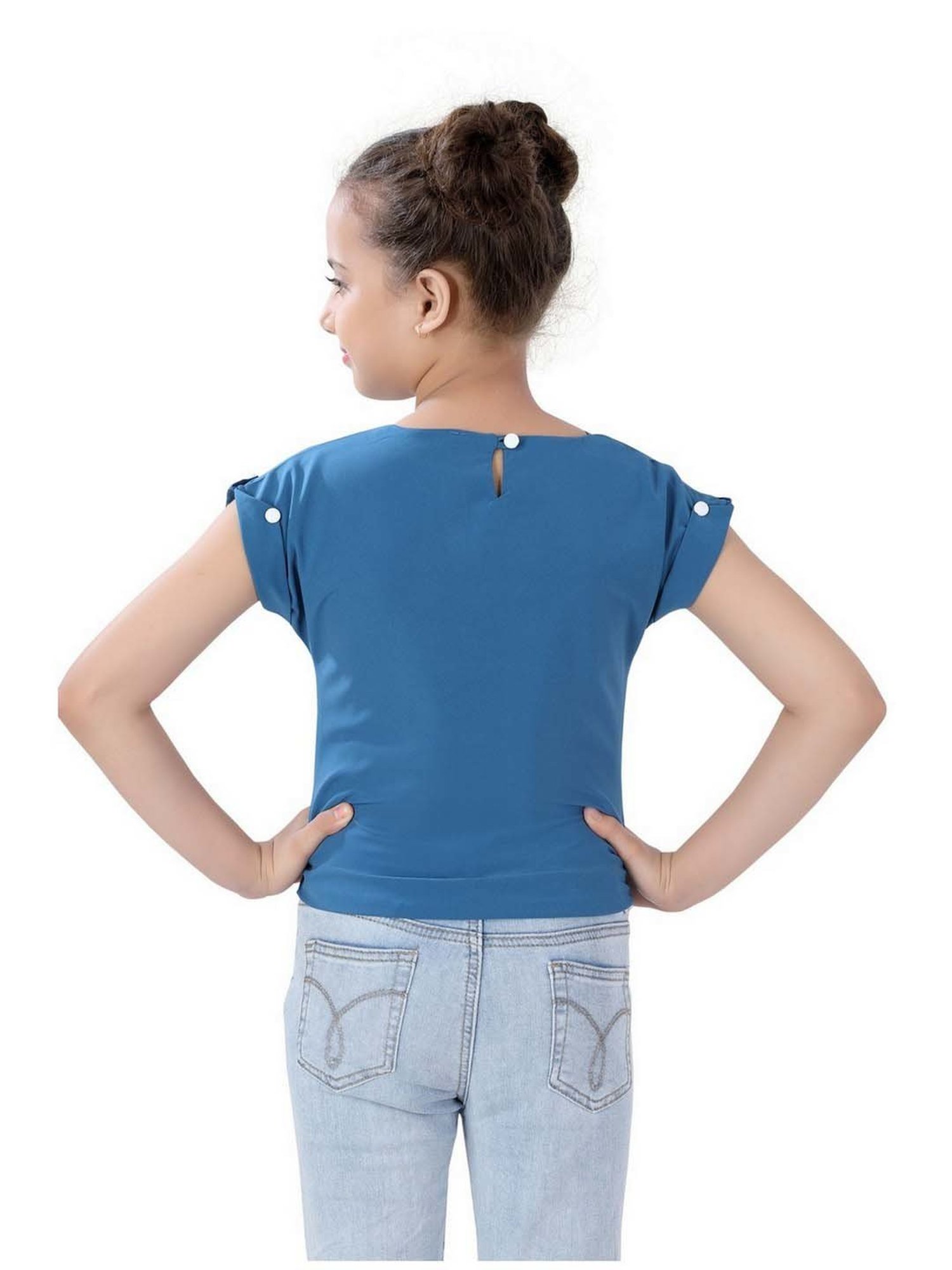 poplins Kids Blue & Pink Cotton Printed Top