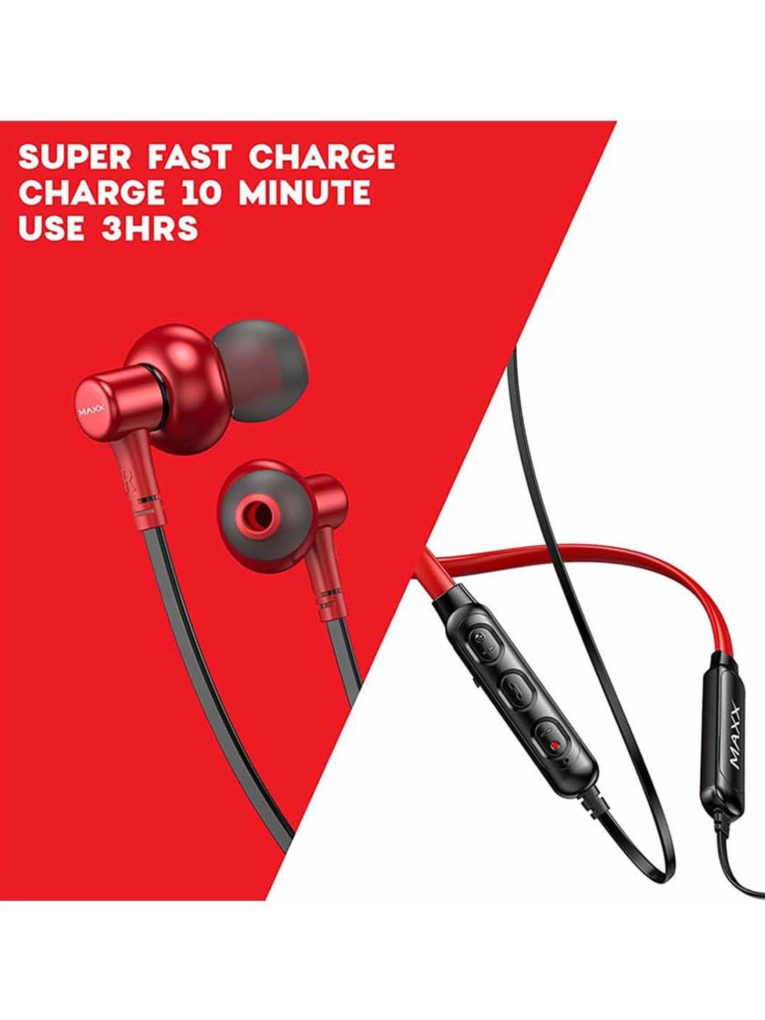 Maxx NX7 Wireless Neckband with Mic (Black/Red)