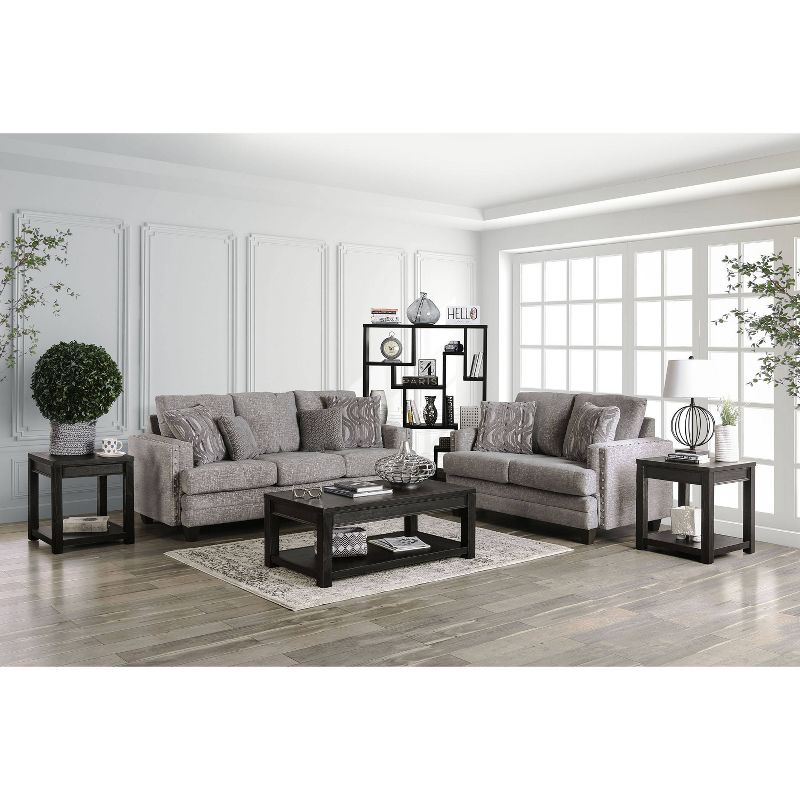 Faux Leather Accent Chair and Ottoman Charcoal Gray - EveryRoom
