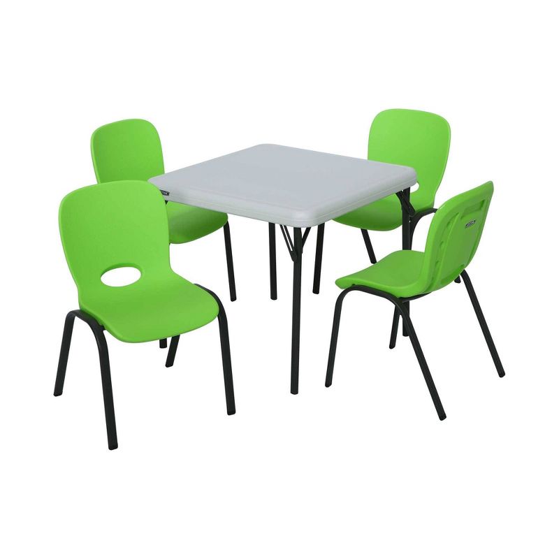 5pc Childrens Table and Stacking Chair Set Gray/Lime - Lifetime