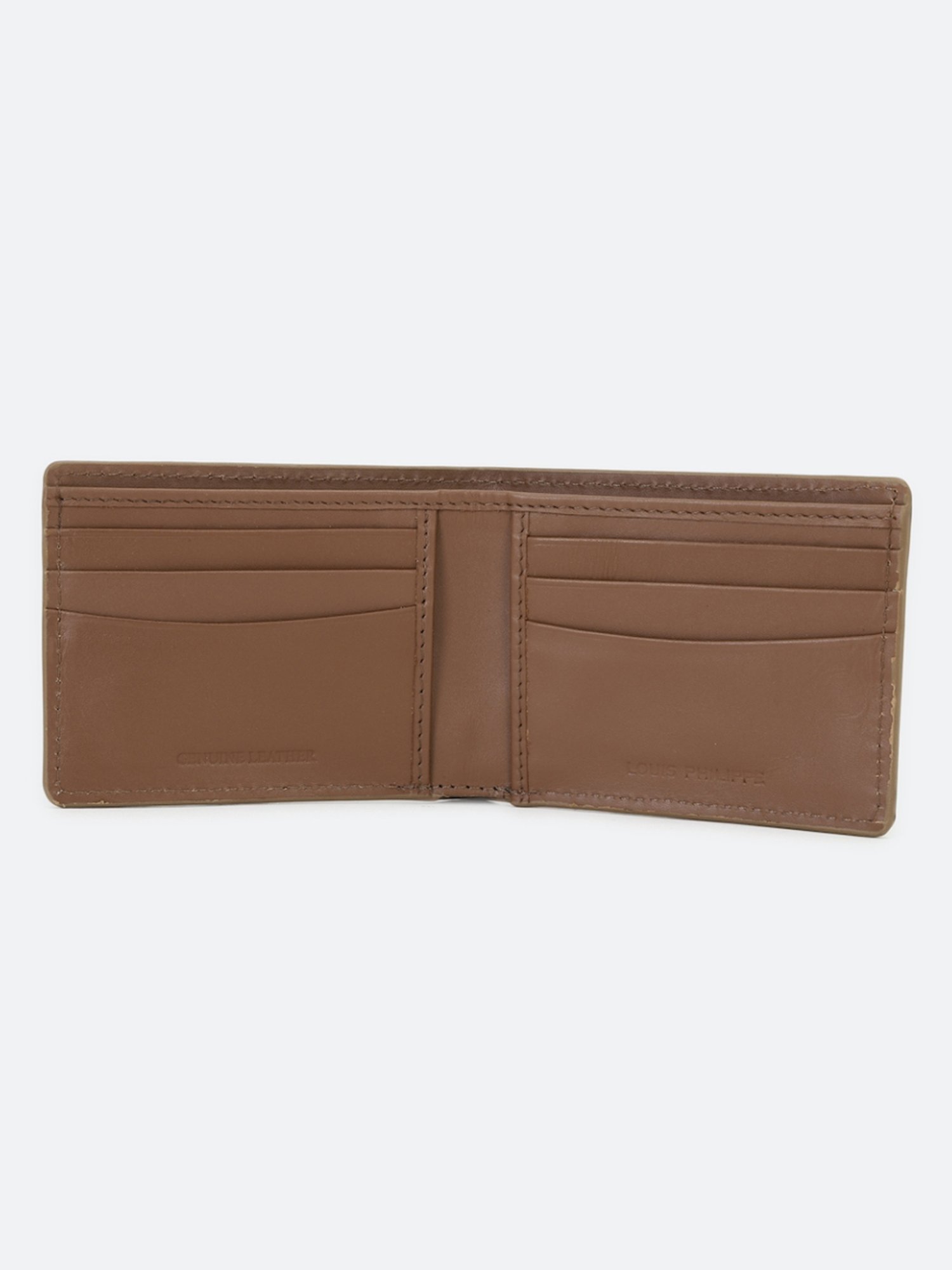 Louis Philippe Brown Leather Textured Bi-Fold Wallet