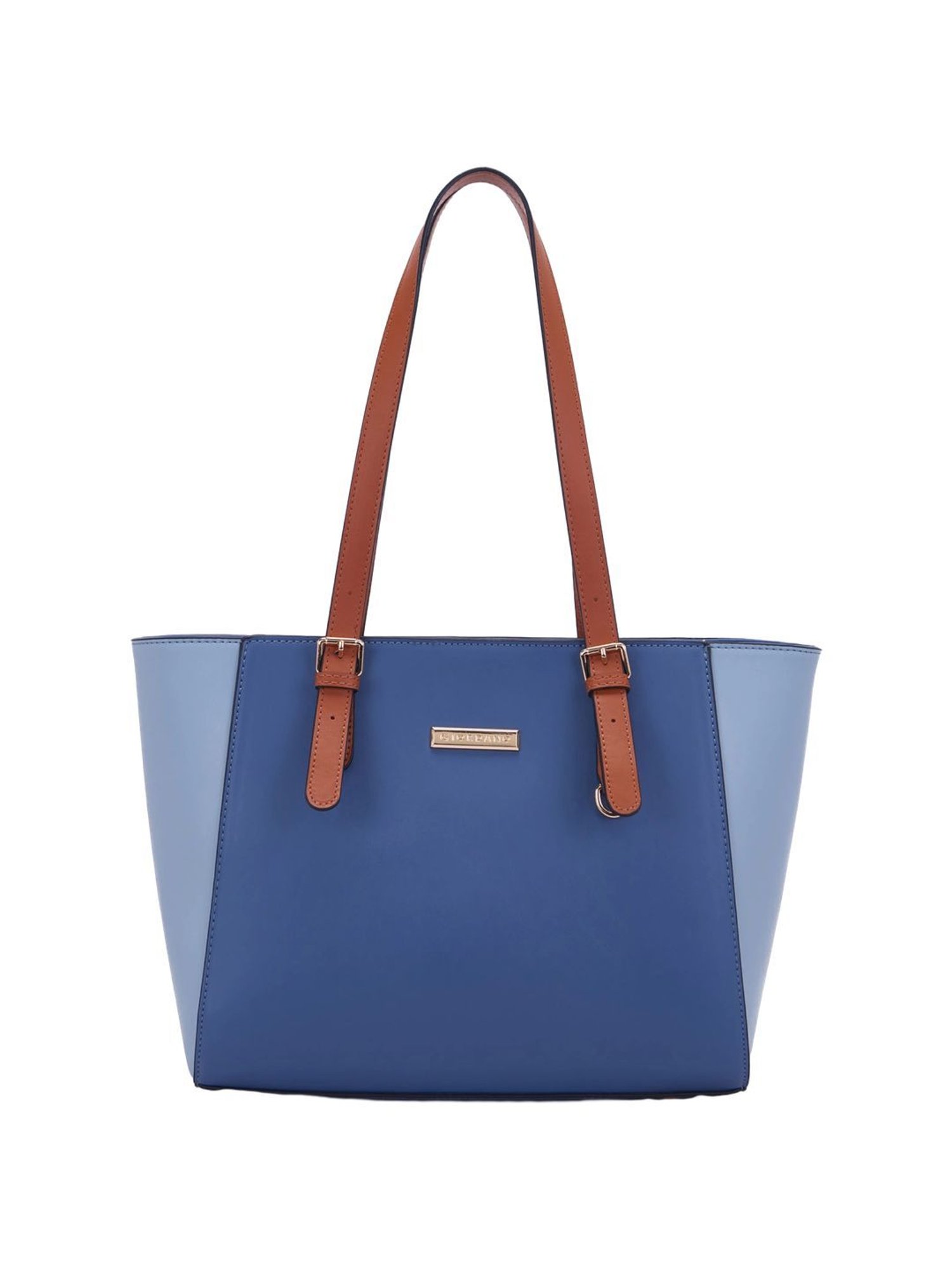 Giordano Blue Color Block Medium Tote Handbag