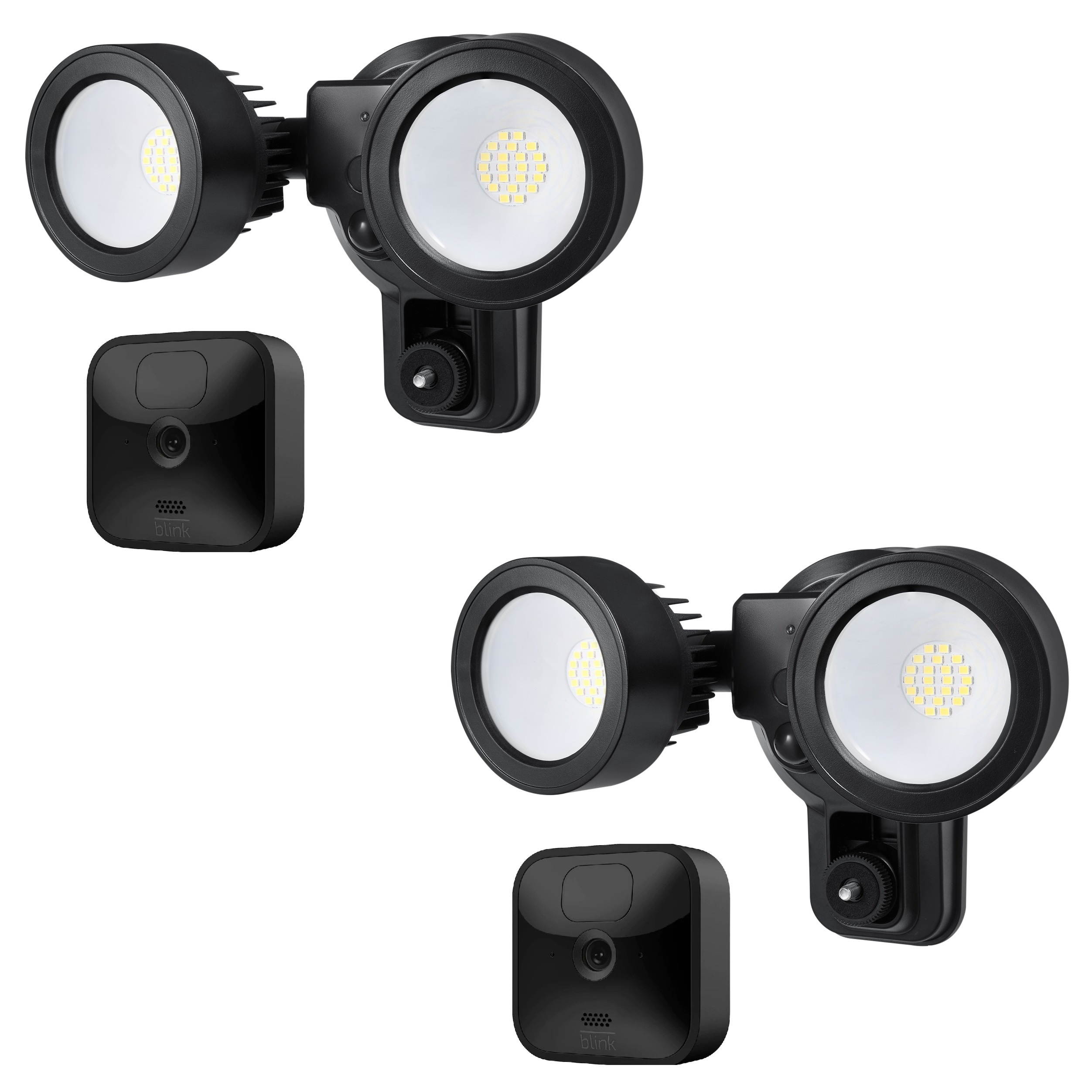 Blink Outdoor with Floodlight Charger Mount Bundle (Black, 2 Pack)