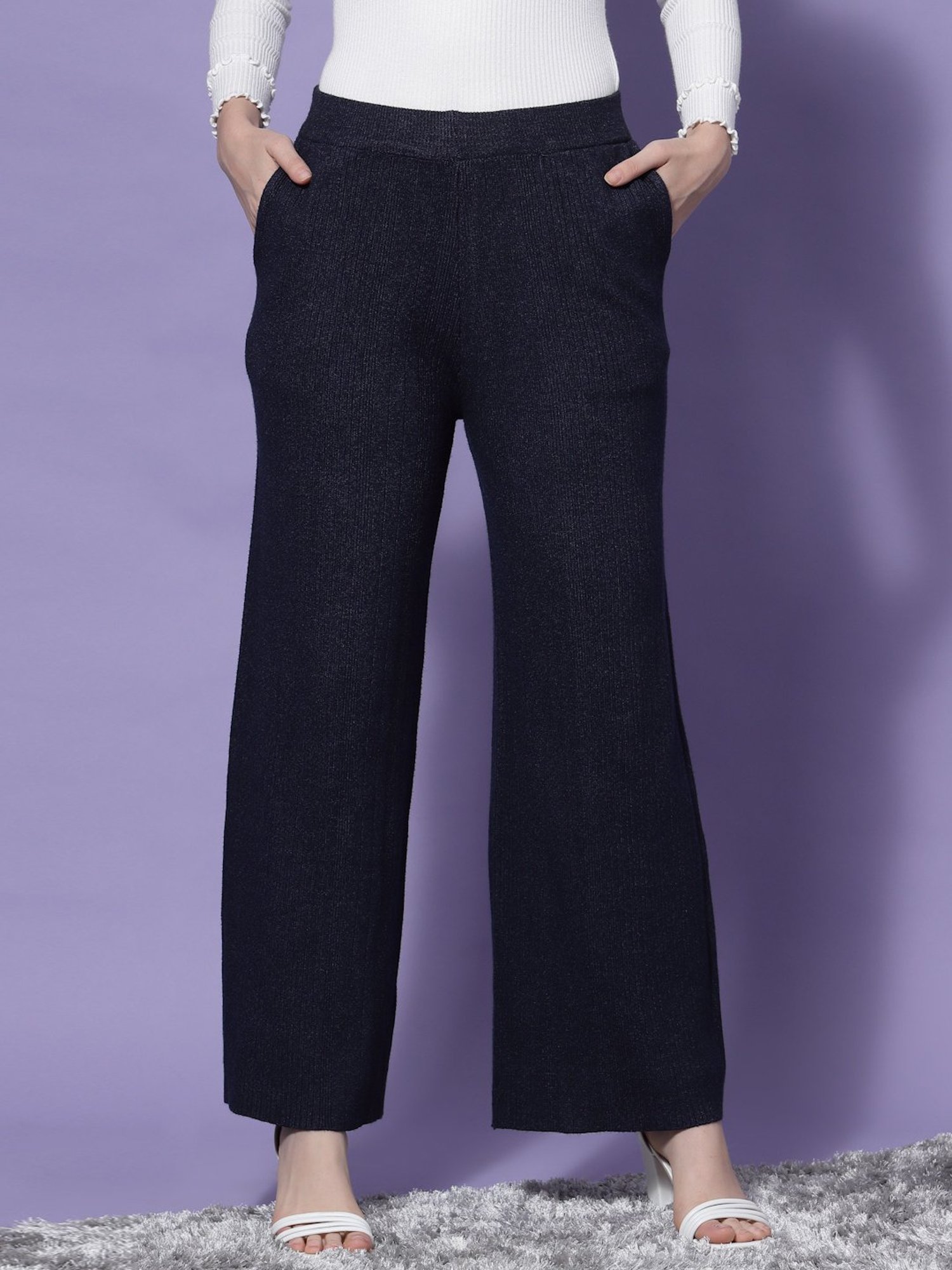 Mafadeny Navy Mid Rise Palazzos