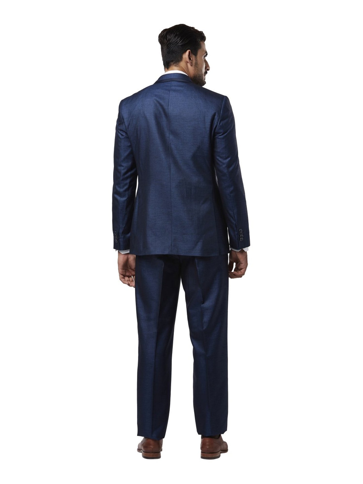 Raymond Blue Regular Fit Self Pattern Two Piece Suit