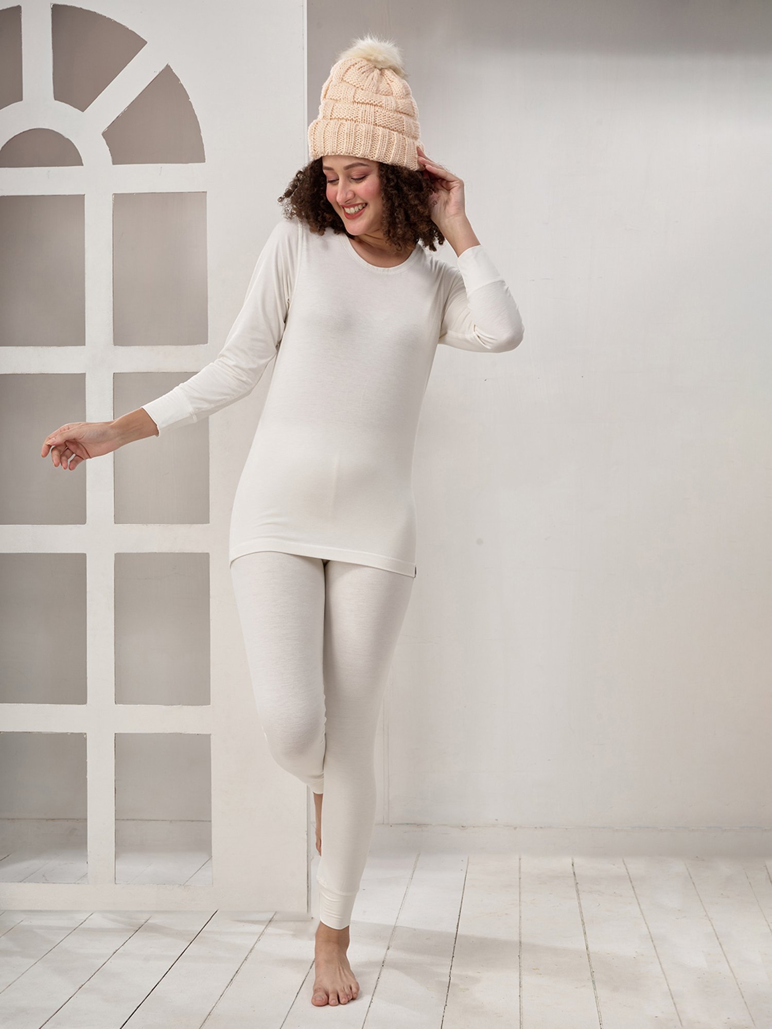 LUX Inferno Off-White Plain Thermal Top