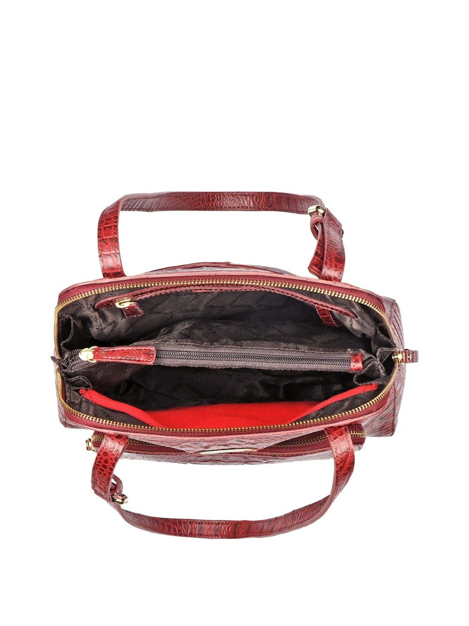 Hidesign Red Textured Medium Shoulder Handbag
