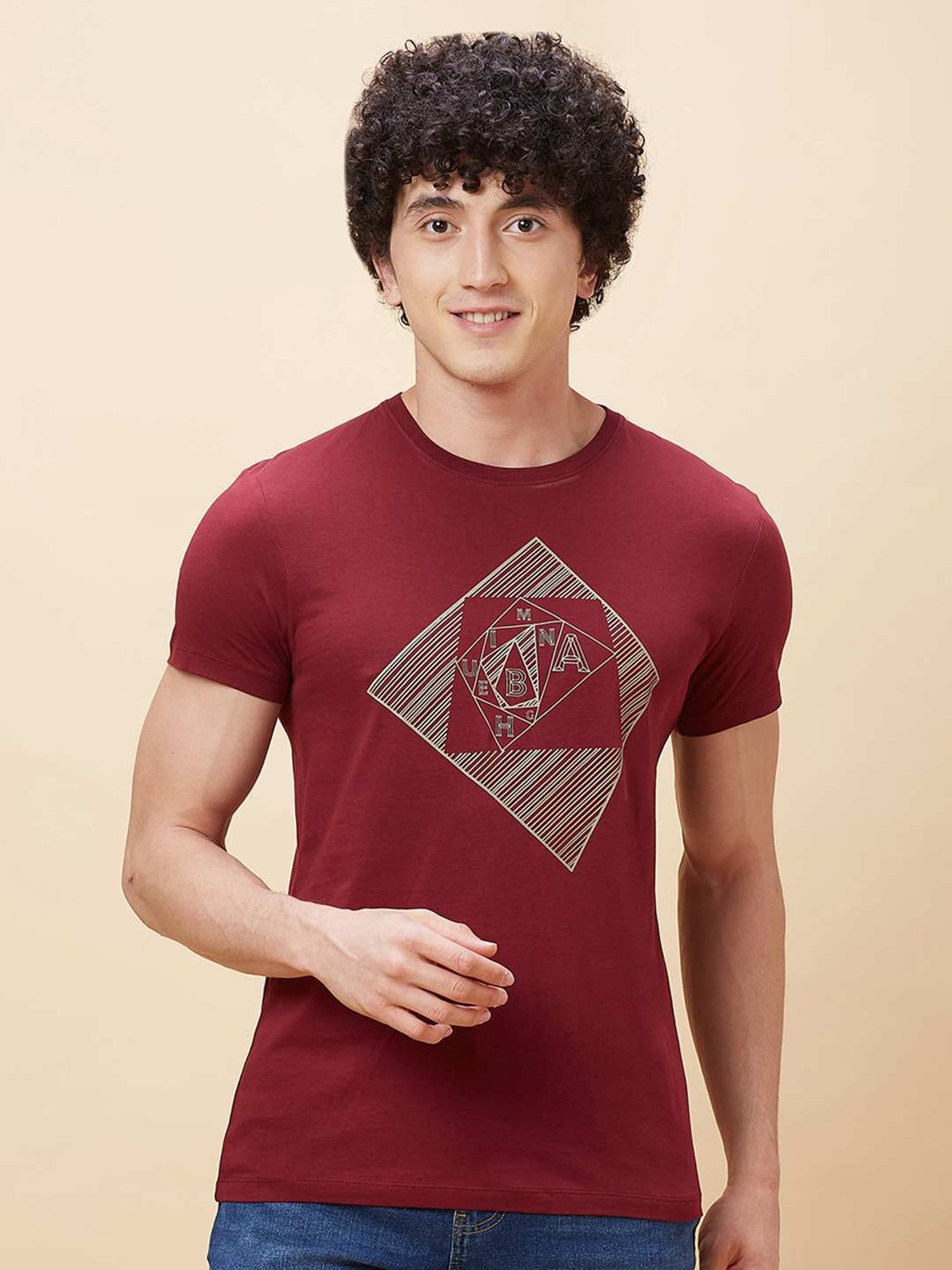 Being Human Red Regular Fit Printed T-Shirt