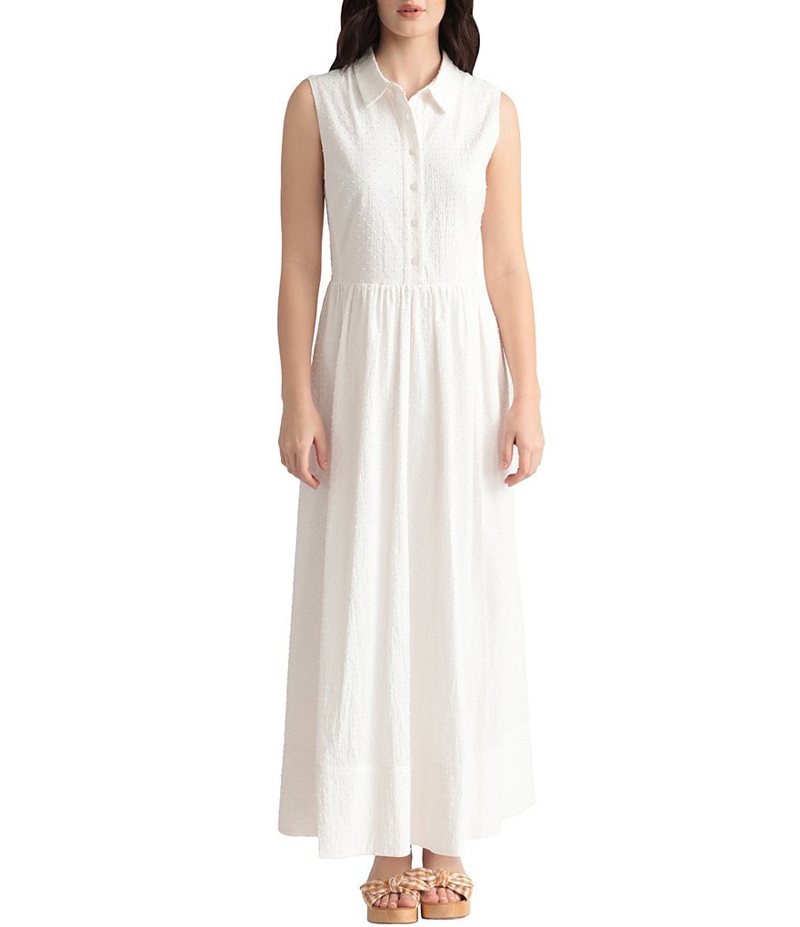 Maggy London Cotton Poplin Sleeveless Shirt Dress