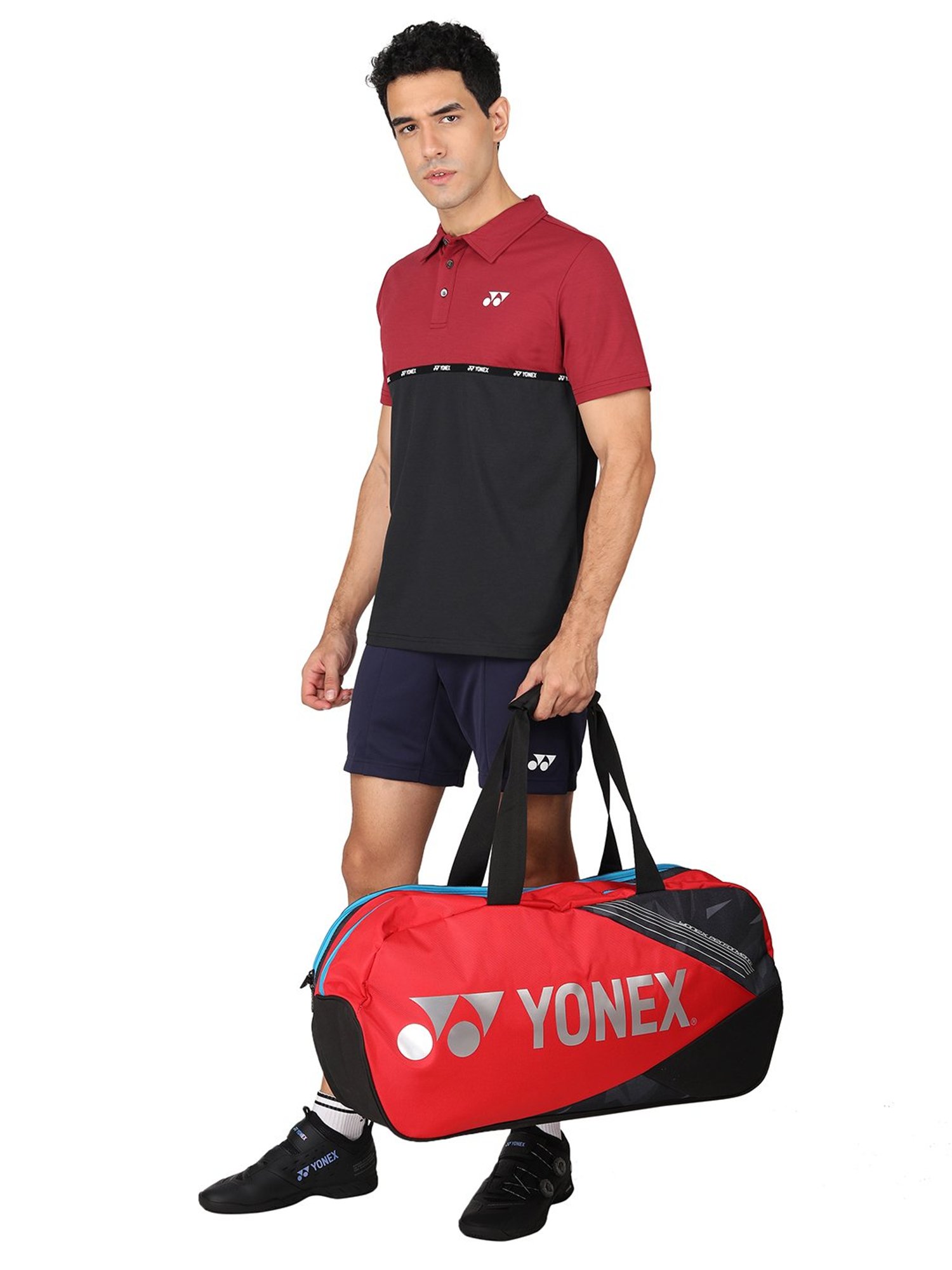 Yonex Red & Black Regular Fit Badminton Polo T-Shirt