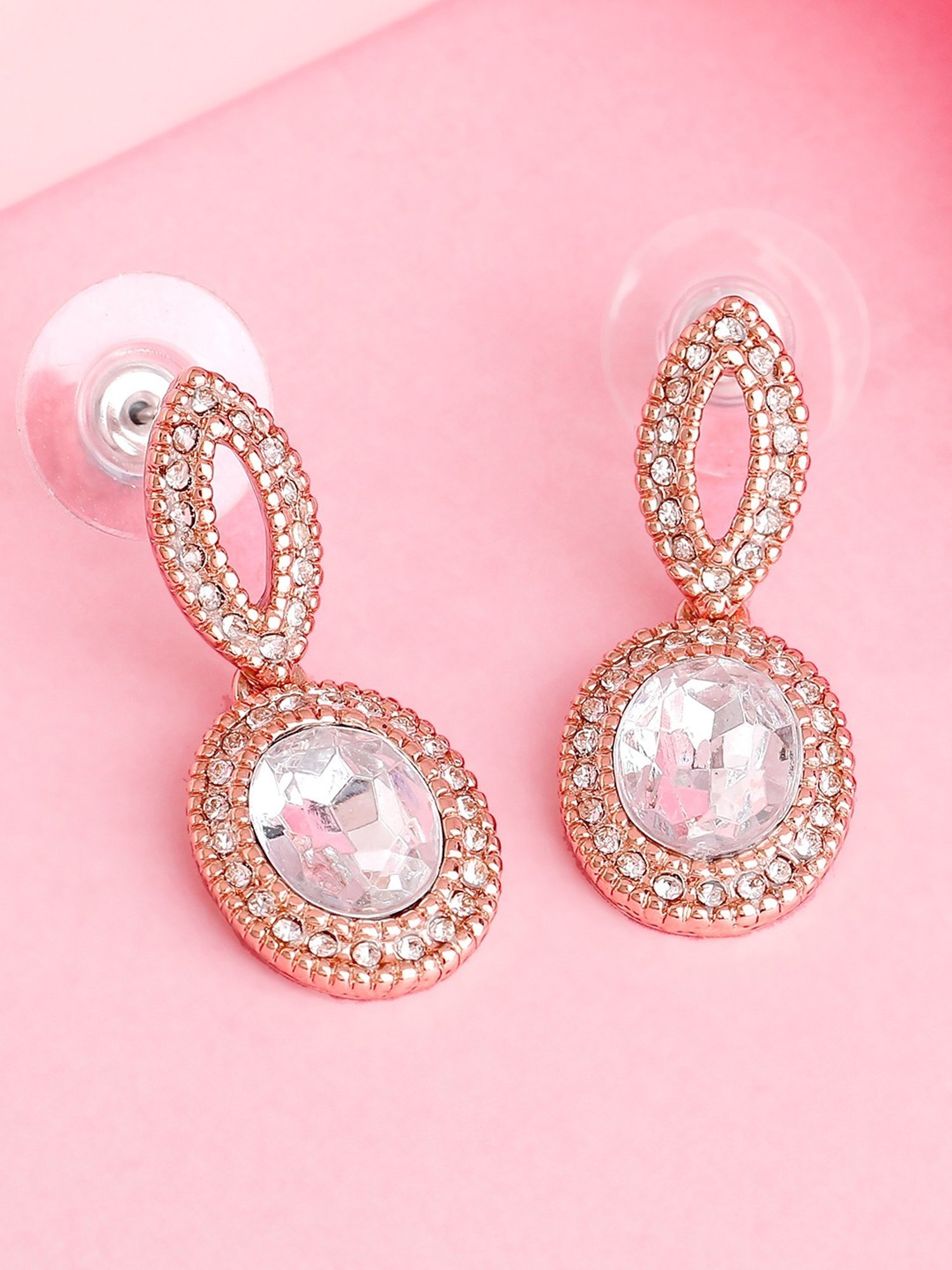 Estele Rose Gold-Plated Sparkling Drop Earrings