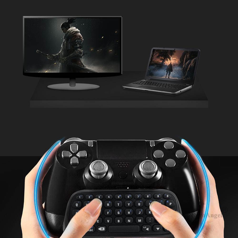 PS4 Keyboard, Mini Wireless Bluetooth Gaming Keyboard Chatpad for PS4 Controller