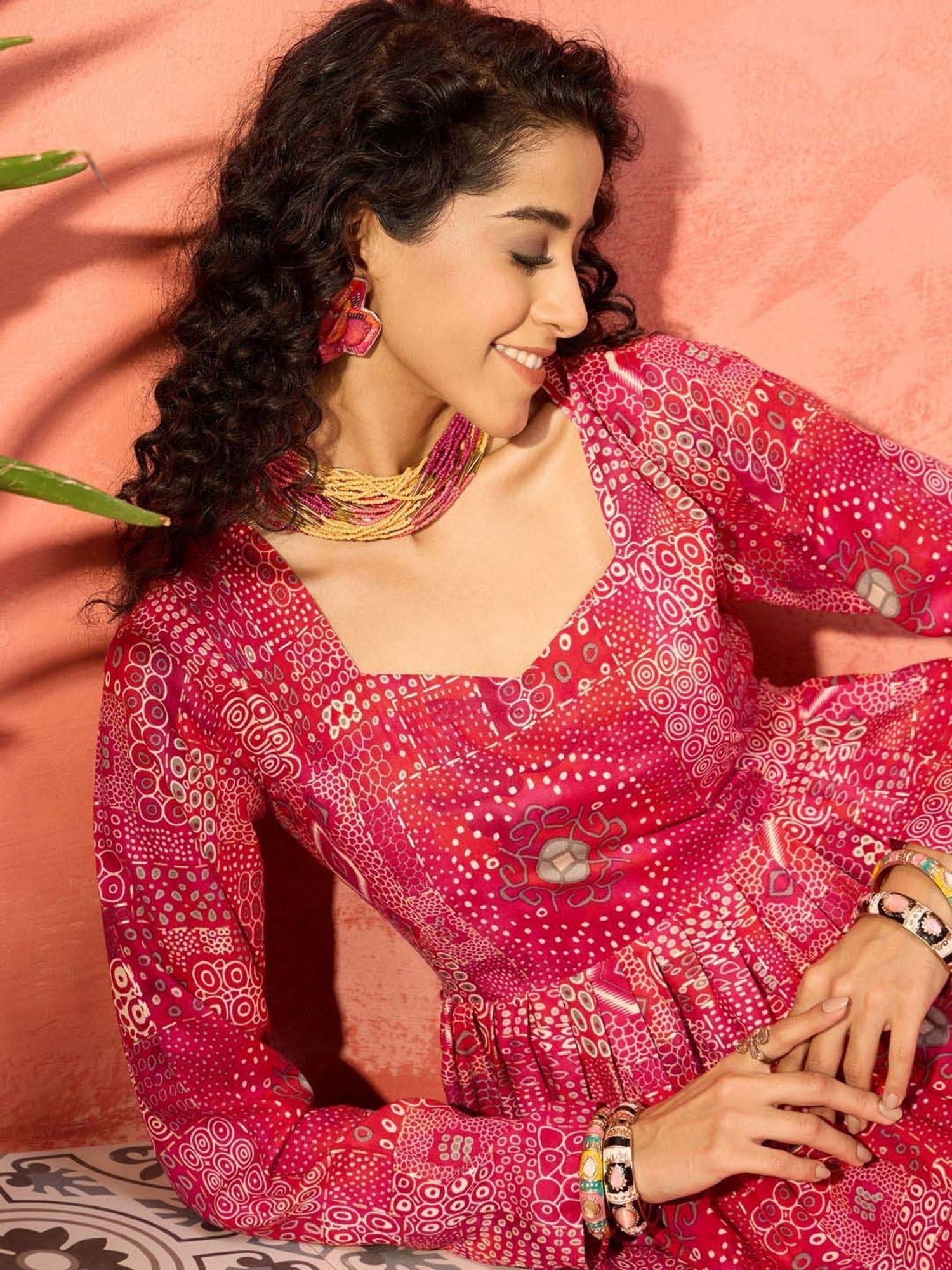 Inweave Red Printed Maxi Dress