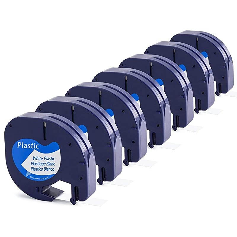 Compatible Label Tape Replacement for DYMO LetraTag Refills 91331 12mm Plastic White Tape for Label Maker QX50, LT-100H, LT-100H Plus and LT-100T, 1/2 Inch x 13 Feet, Black on White, 3 Pack