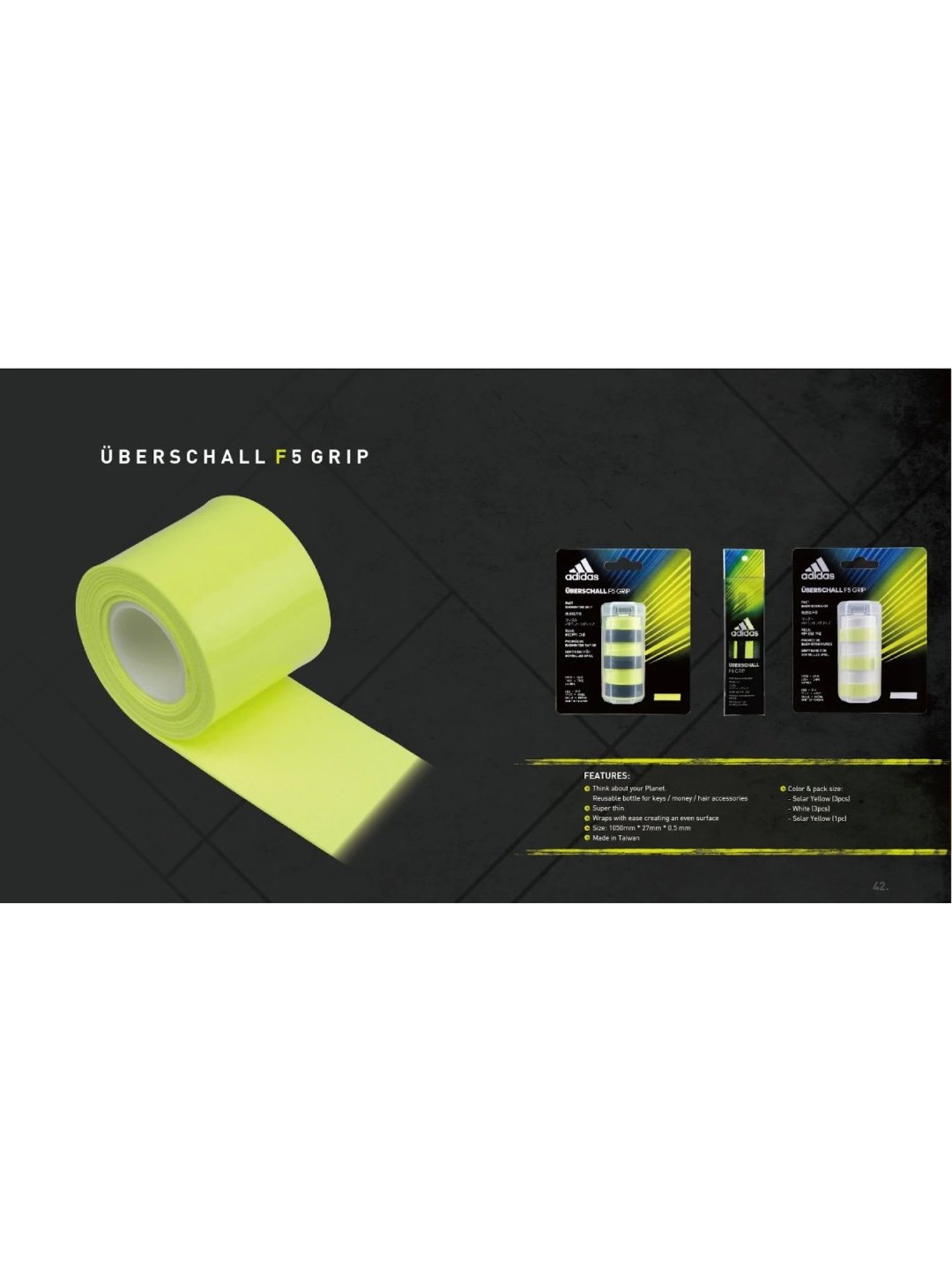 Adidas Uberschall F5 White Badminton Racquet Overgrips (Pack of 3)