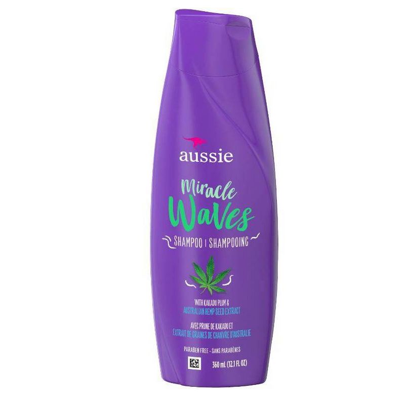 Aussie Miracle Waves Anti-Frizz Hemp Paraben-Free Shampoo - 12.1 fl oz