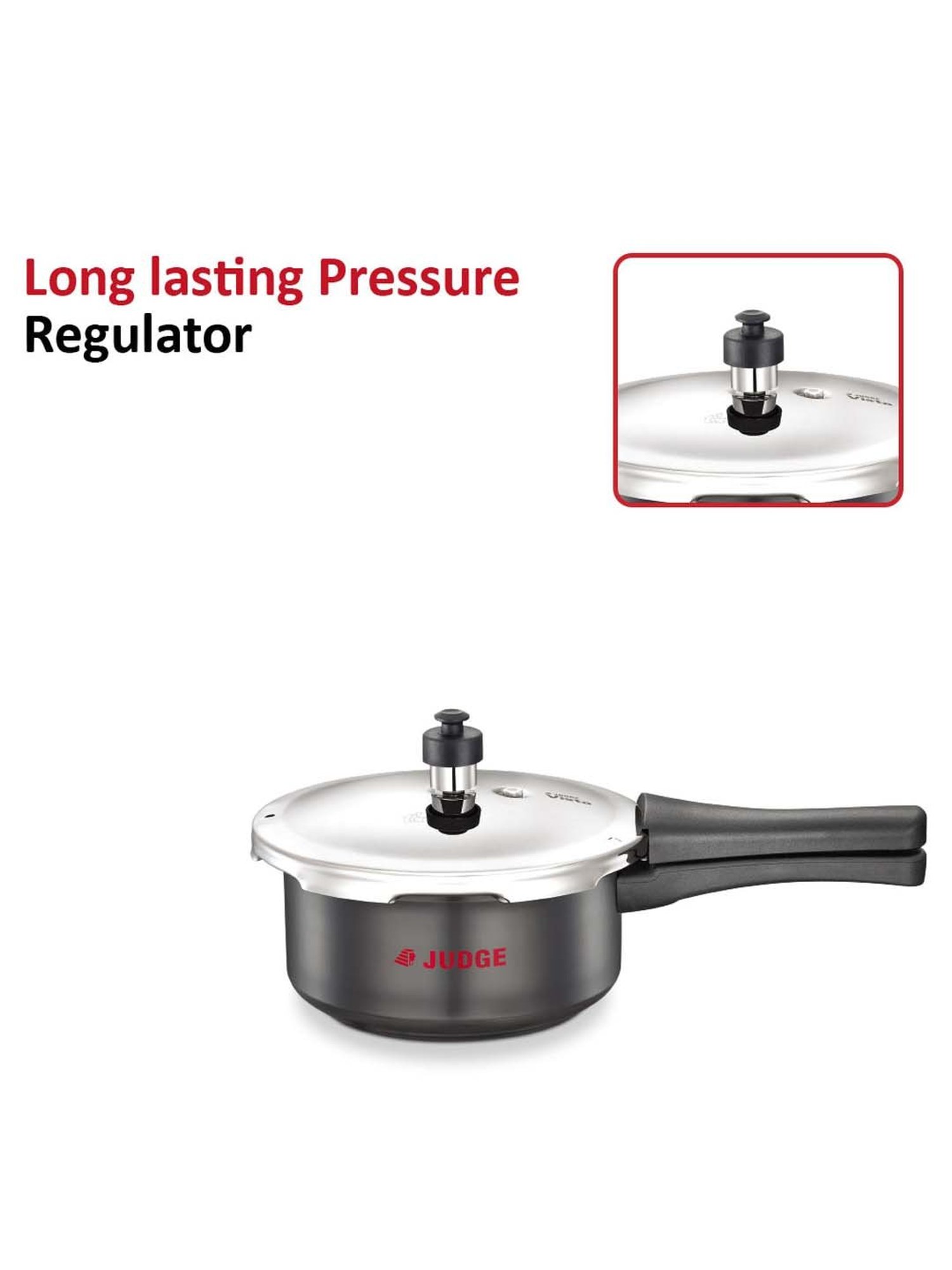 JUDGE Black & Silver Hard Anodised 20 cm Gas Compatible Outer Lid Pressure Cooker (2 L) - Set of 1