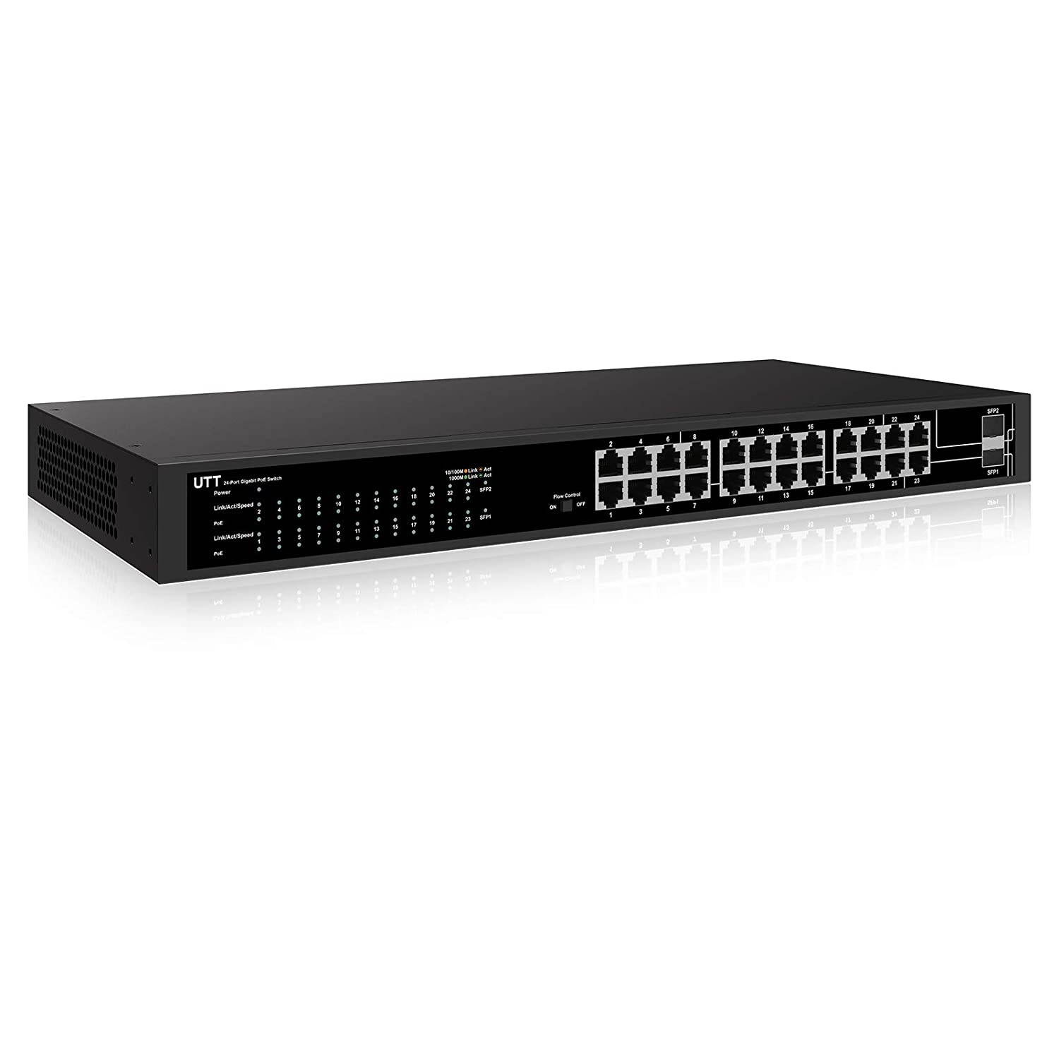 UTT 1242GP 24 Ports Gigabit PoE Switch, with(24 Gigabit PoE Port | 2 Gigabit SFP Uplinks Ports)&ndash; 380W &ndash; 802.3af/at &ndash; for IP Camera & AP