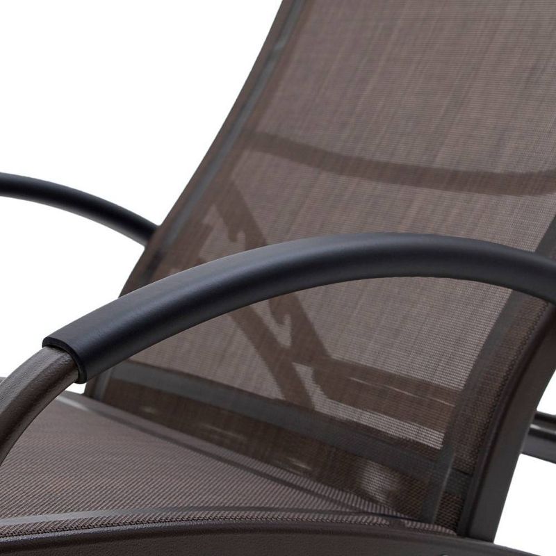 Outdoor Aluminum Adjustable Chaise Lounge Rocking Chair - Brown - Crestlive Products
