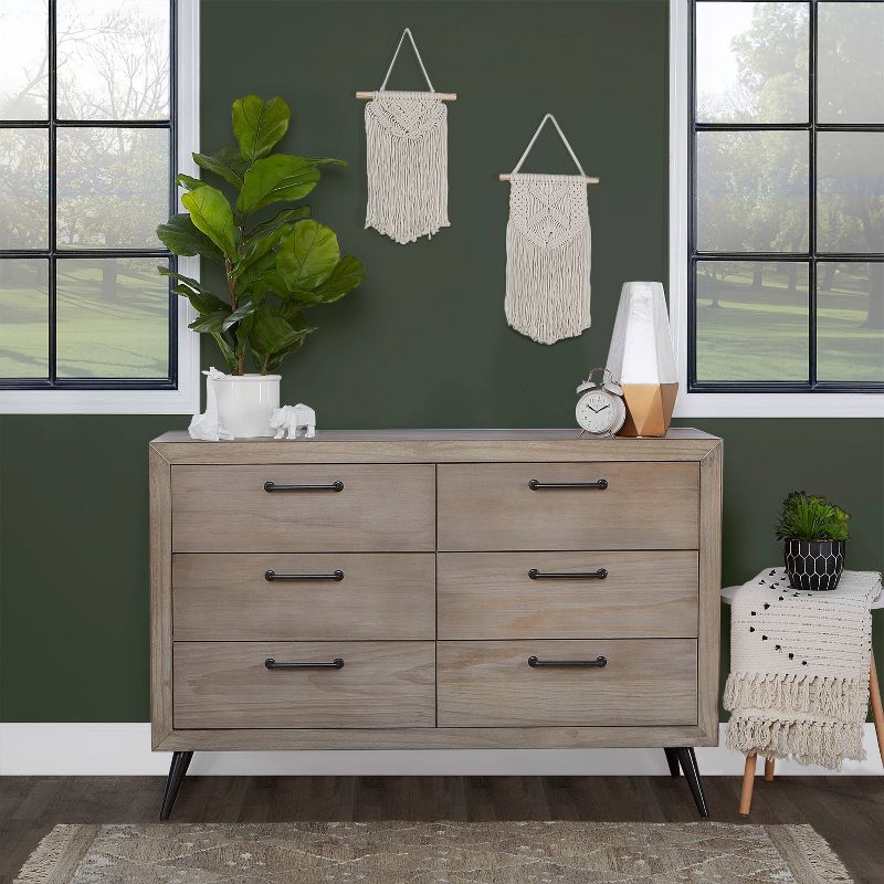 Evolur Stilnovo Mid Century Double Dresser - Windsor Oak Gray