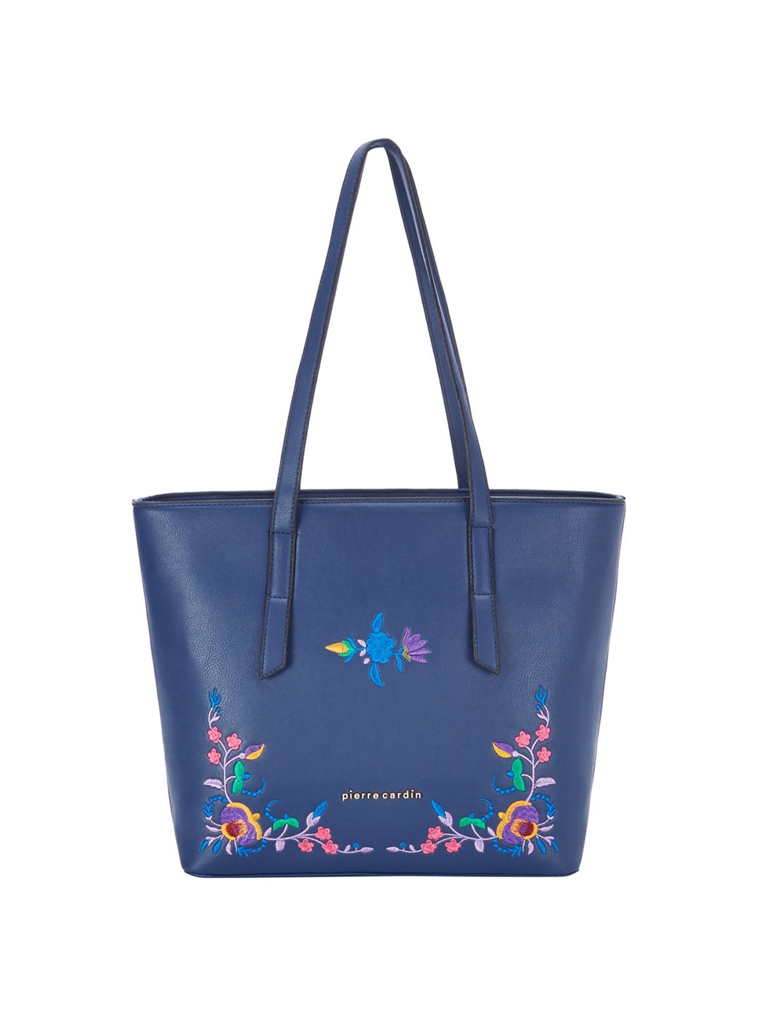 Pierre Cardin Navy Embroidered Large Shoulder Handbag