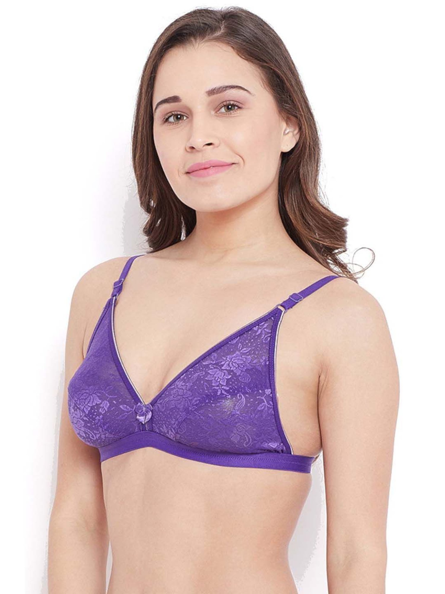 N-Gal Beige & Purple Lace Work Everyday Bras - Pack Of 2