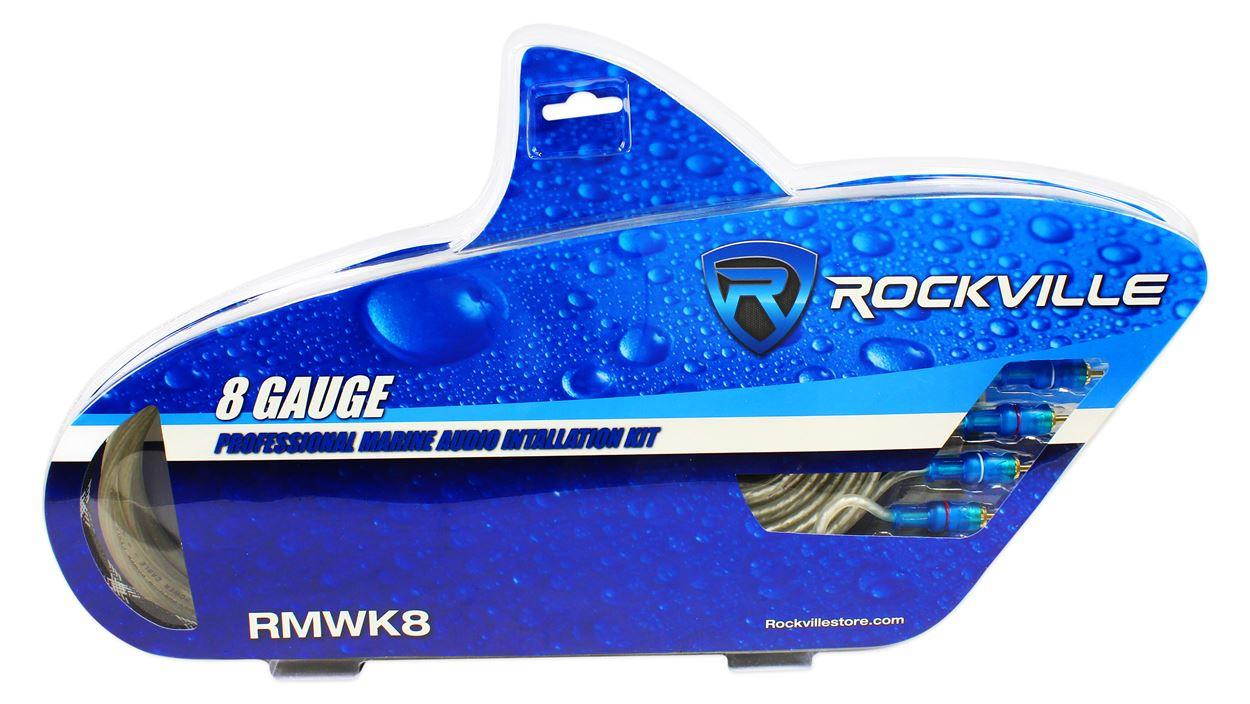 Rockville DBM25 1400w 2 Channel Marine/Boat Amplifier w/ Silicone Covers+Amp Kit