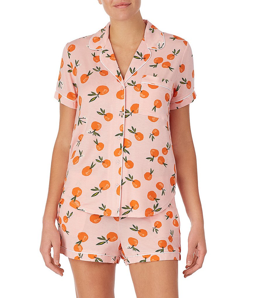 kate spade new york Clementines Printed Jersey Knit Top and Shorts Coordinating Pajama Set