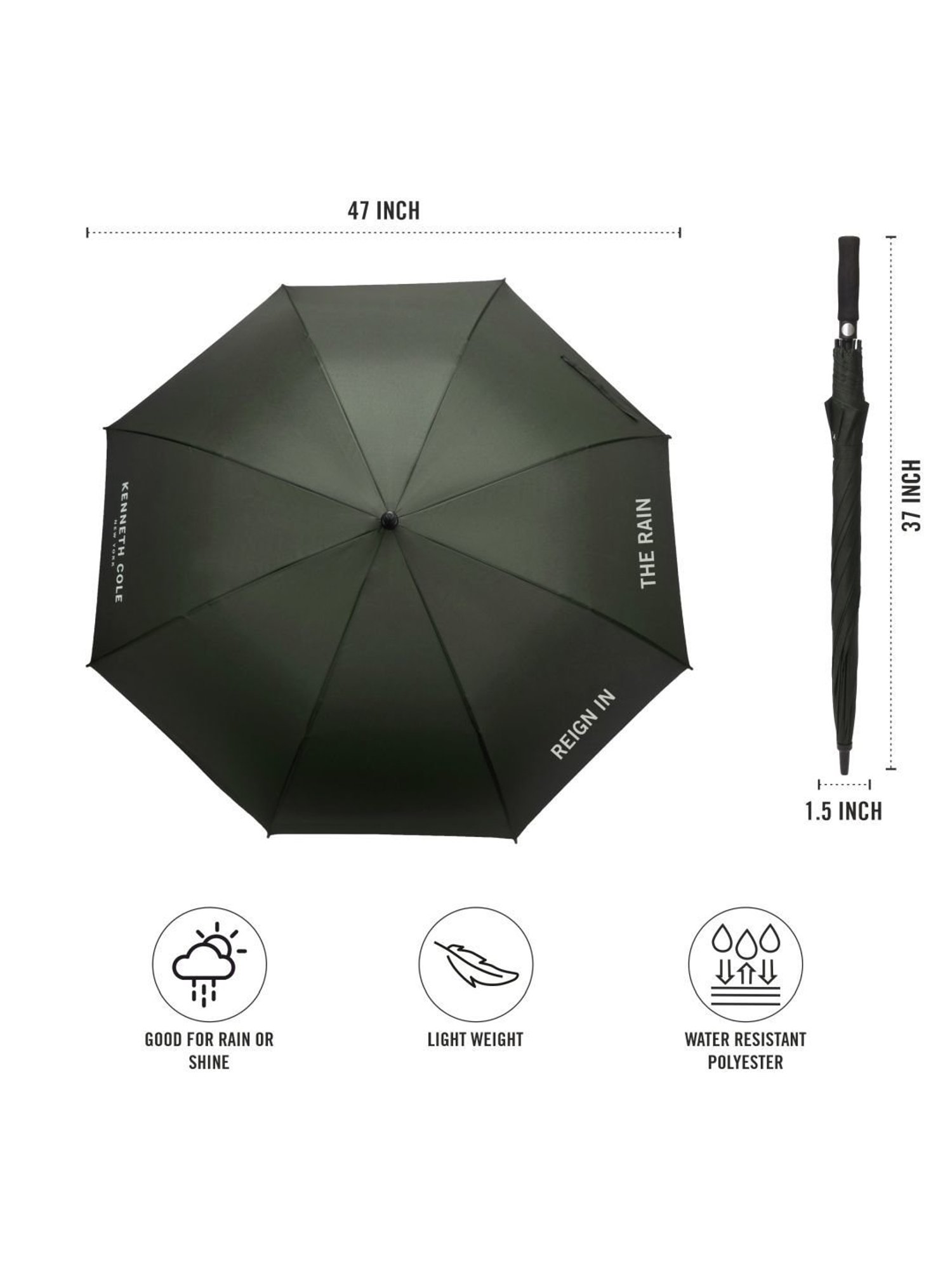 Kenneth Cole New York Automatic Golf UV & Rain Protection Green Umbrella