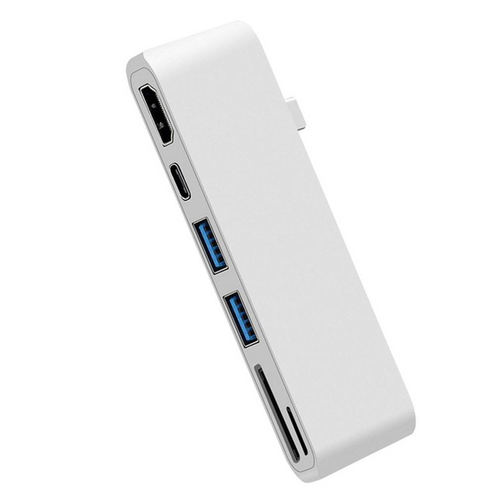 Wanmingtek USB-C Hub, USB C to HDMI Adapter for MacBook 2017/2016 with USB-C Power Delivery Port, 2 USB 3.0 Ports, SD/Micro Card Reader - Silver