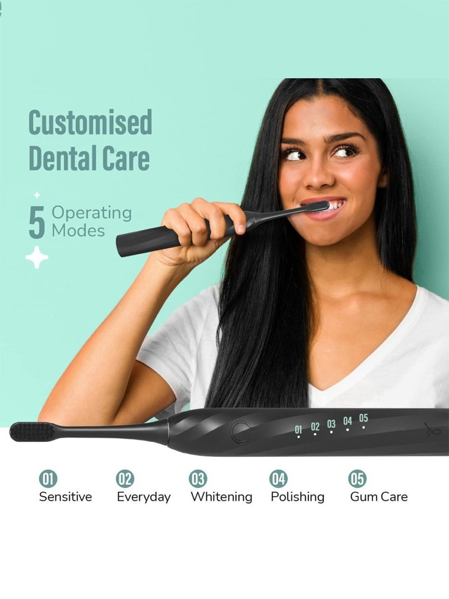 Caresmith SPARK Infinity Electric Smart Toothbrush with 3 Brush Heads & Travel Case (Black)