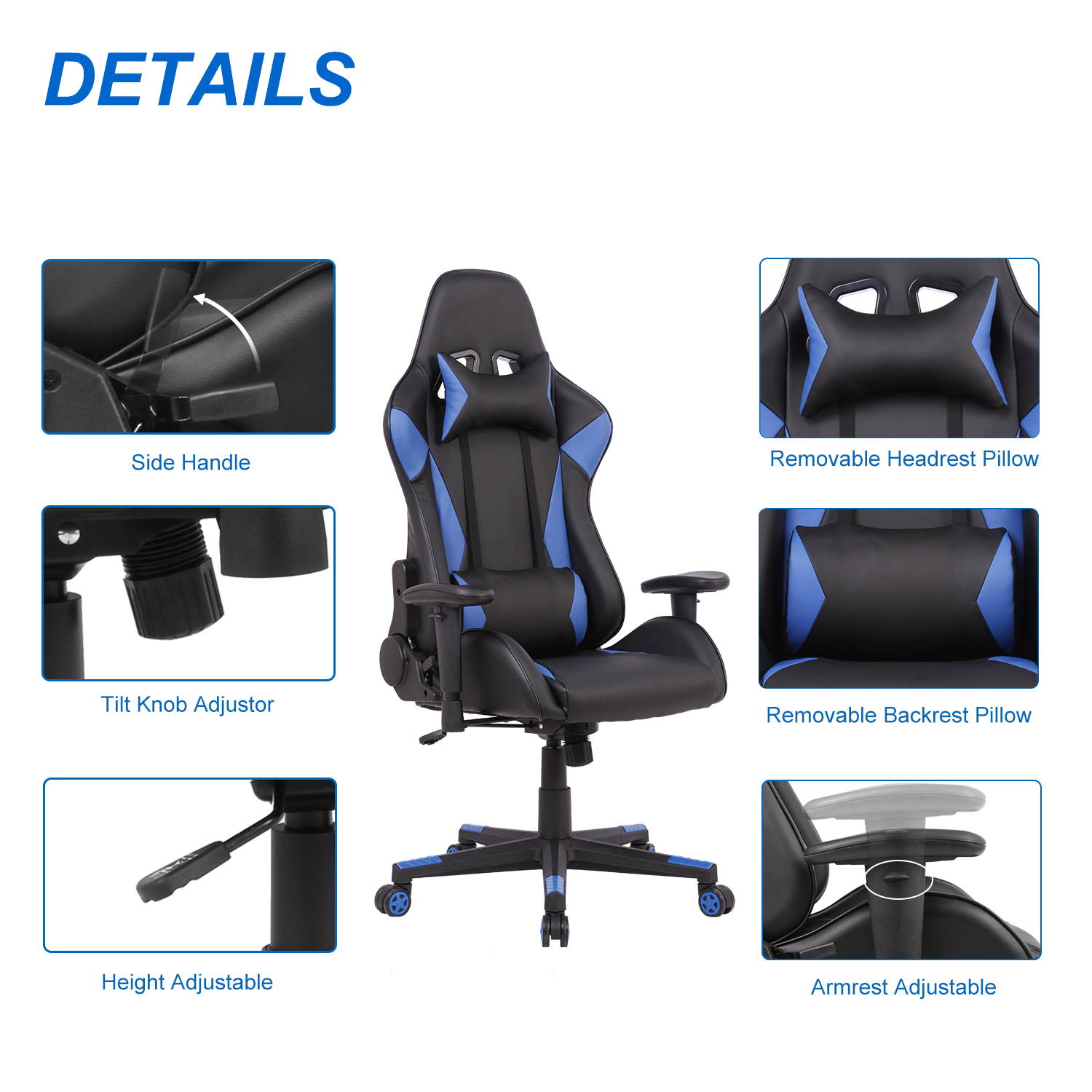 Gaming Chair Racing Video Game Chairs High Back Ergonomic Office Computer Desk Chair with Headrest