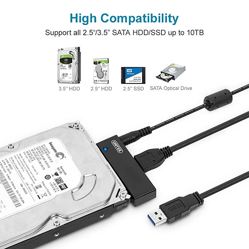 USB 30 To SATA Converter Adapter Cable For 25 35 Inch Hard Drive Disk With 12V2A Power Adapter