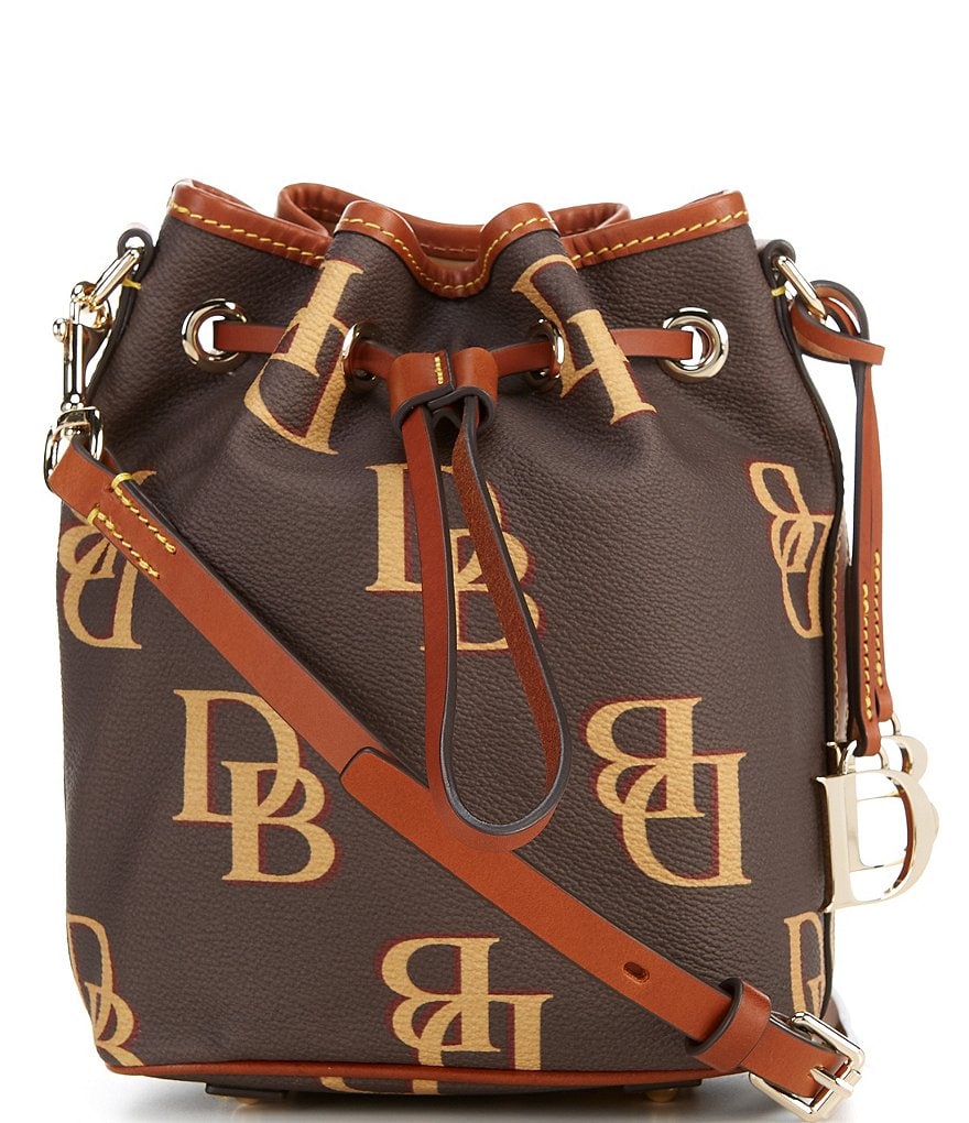 Dooney & Bourke Signature Monogrammed Collection Small Drawstring Bucket Bag