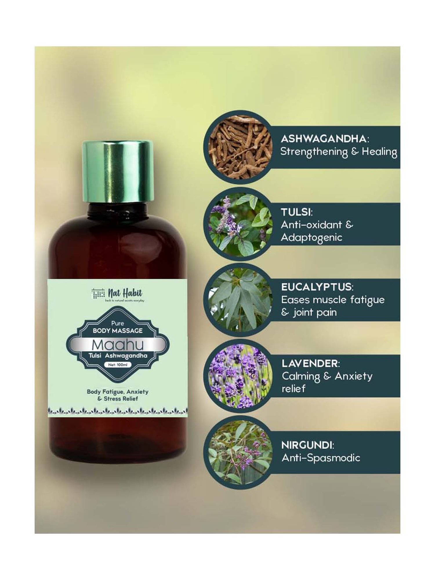 Nat Habit Pure Tulsi Ashwagandha Maahu - 100 ml