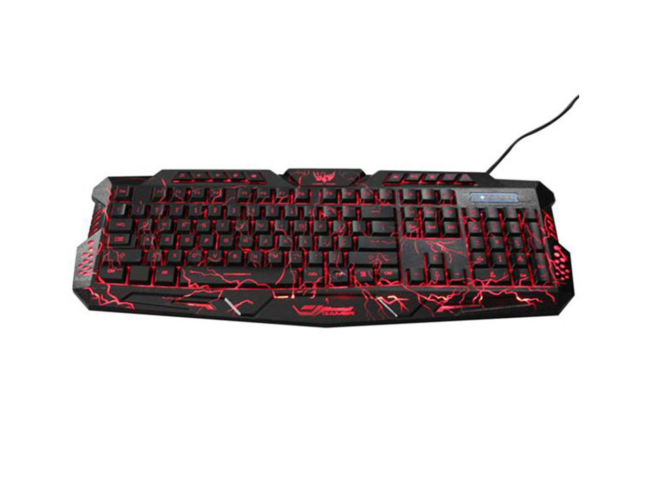 A878 114-Key LED Backlit Wired USB Gaming Keyboard with Cracking Pattern Black