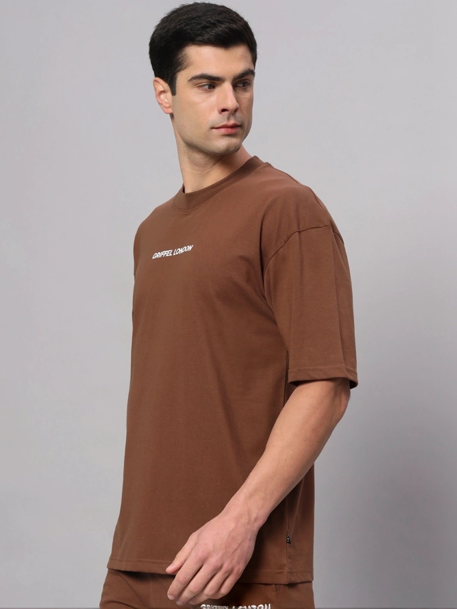 Griffel Bronze Cotton Loose Fit Printed T-Shirt