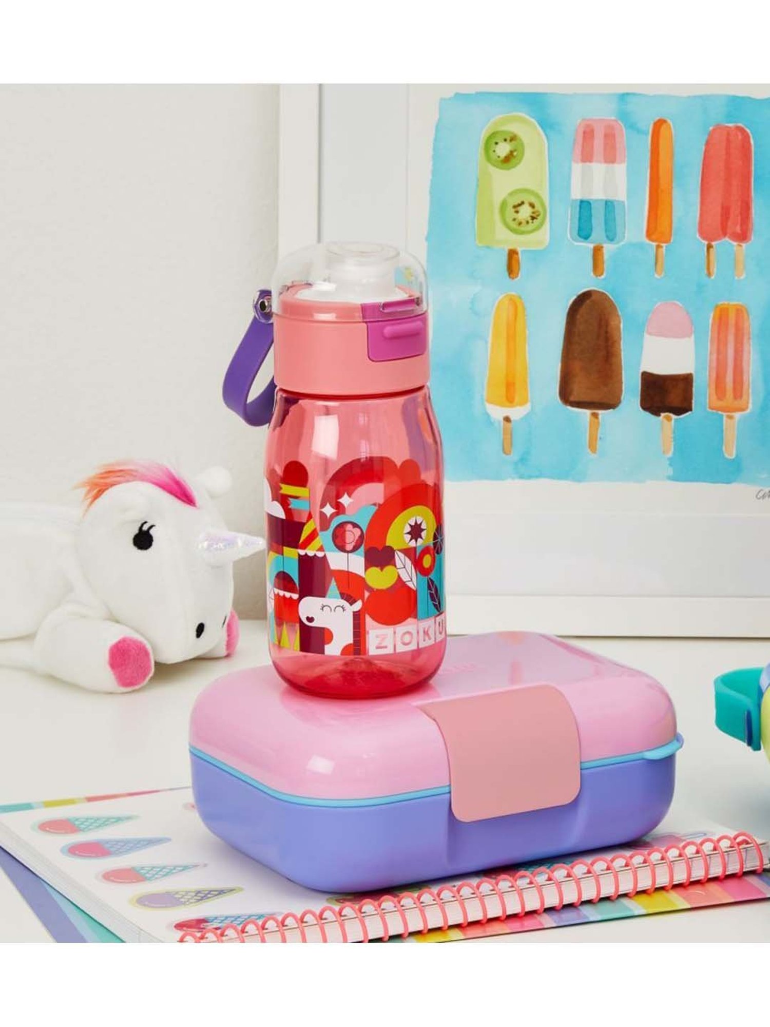 Zoku Pink 475 ML Plastic Flip Gulp Straw Bottle - Set of 1