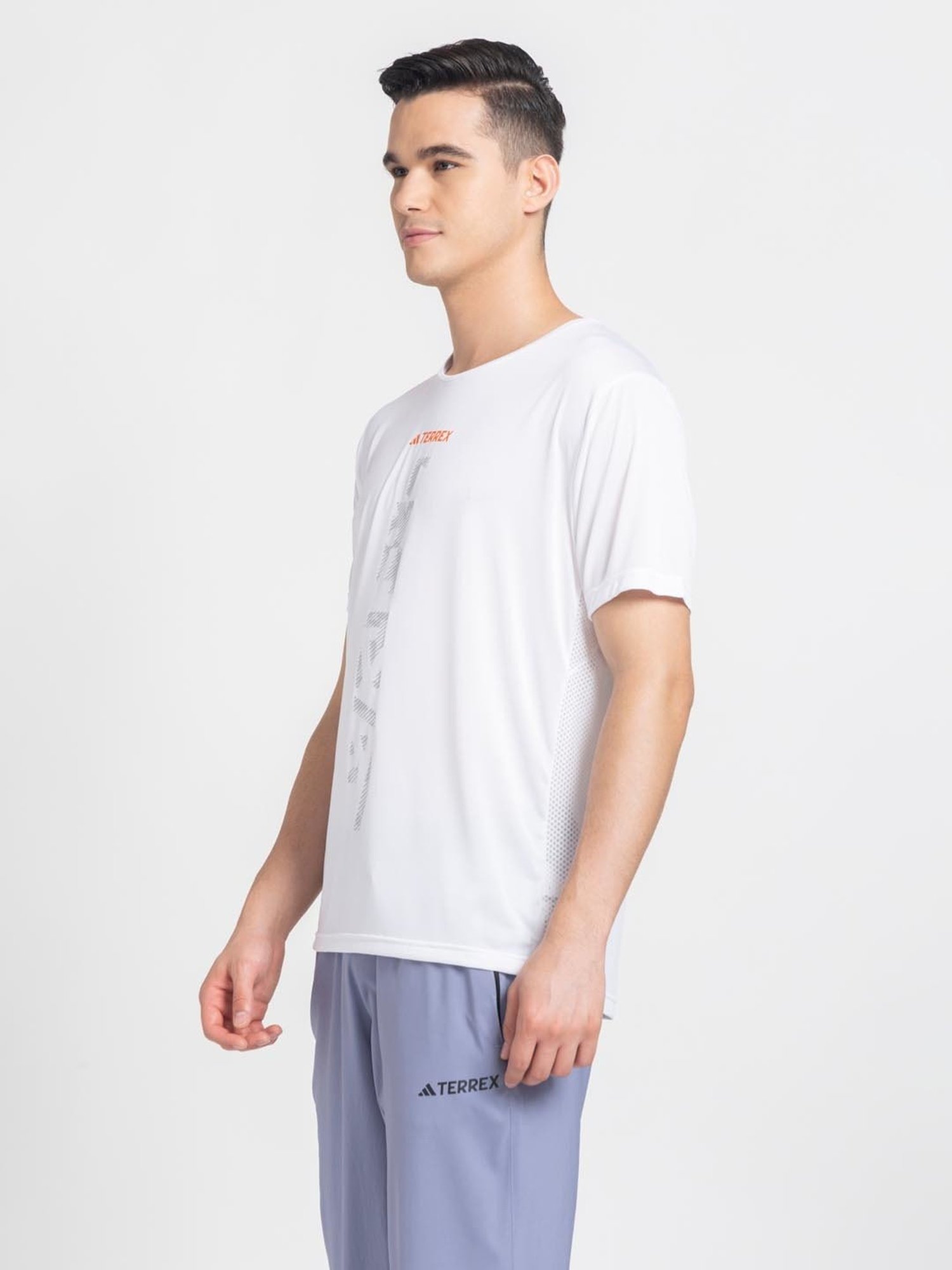 Adidas White Regular Fit Printed T-Shirt