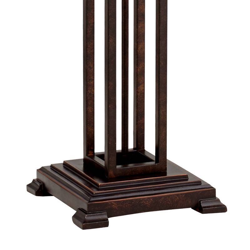 Robert Louis Tiffany Mission Floor Lamp Art Deco with Nightlight Oiled Bronze Stained Glass Shade for Living Room Reading Bedroom