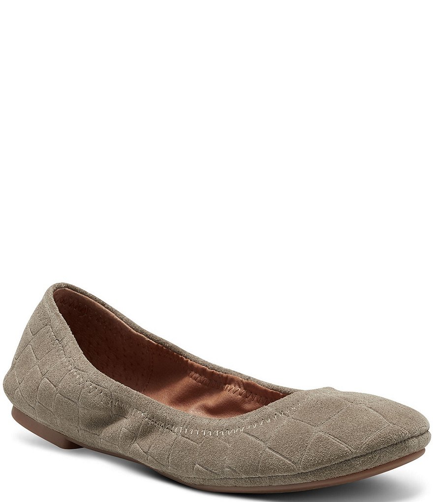 Lucky Brand Emmie Croco Embossed Suede Leather Ballet Flat
