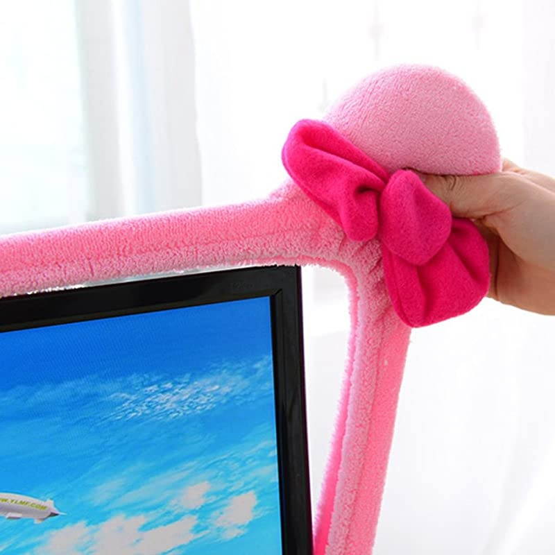 15"-22" Lovely Cute Waterproof Dustproof Computer Laptop TV LCD Screen Monitor Decoration Dust Cover Protector, Pink