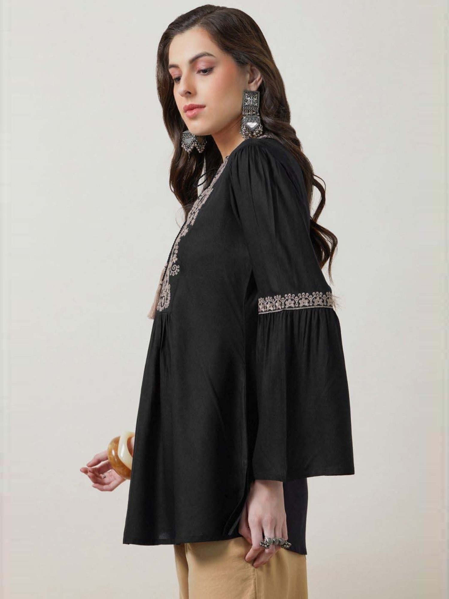 Soch Black Embroidered Tunic