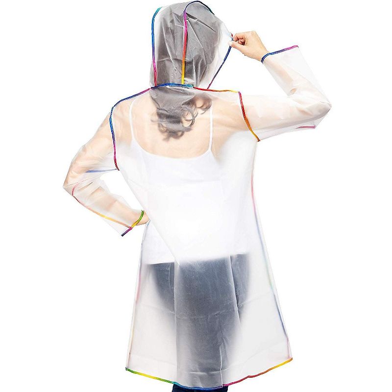 Juavle Clear Portable Rain Poncho Jacket Raincoat for Adults, 22 x 52 in