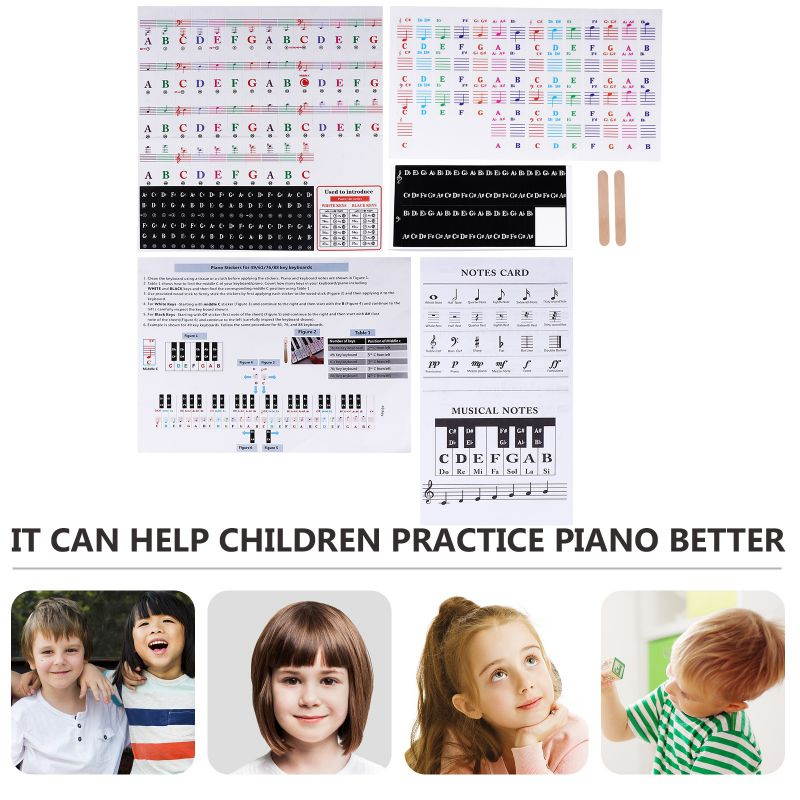 2 Sets Beginner Learning Transparent Piano Keyboard Stickers Convenient Decals