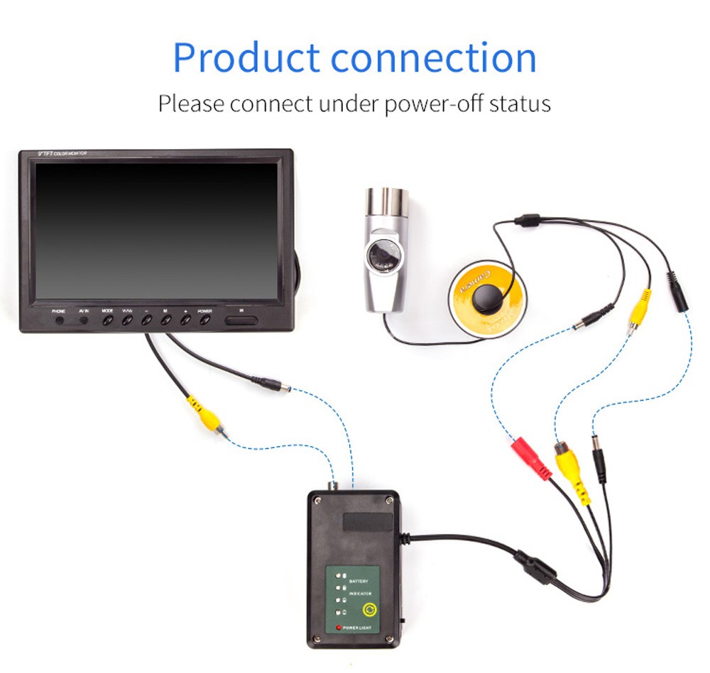 15m Dual lens 9" HD LCD Monitor Fish Finder Underwater Fishing Video Recording DVR