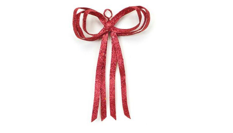 Diva At Home 16" Glitter Drenched Red Bow Christmas Decoration